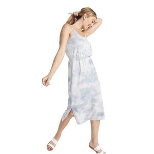 Old Navy Tie Dye Waist Defined Slub Knit Cotton Midi Slip Dress 1X Blue